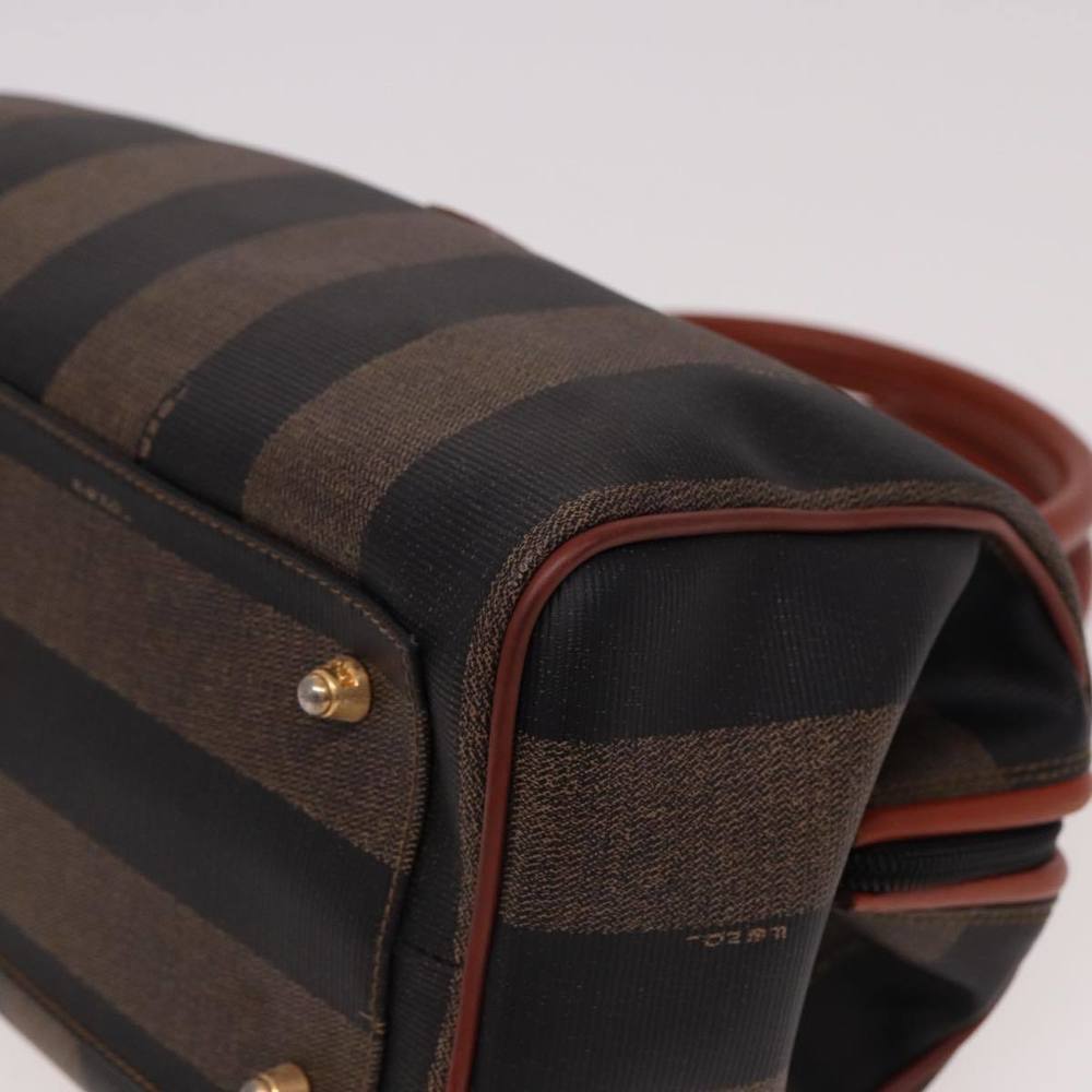FENDI Pecan Canvas Hand Bag Brown Black Auth yk13082 - Picture 14 of 16
